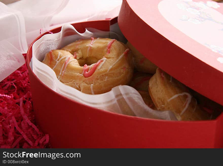 Cakes with cream in a box. Present for St. Valentine's day. Cakes with cream in a box. Present for St. Valentine's day.