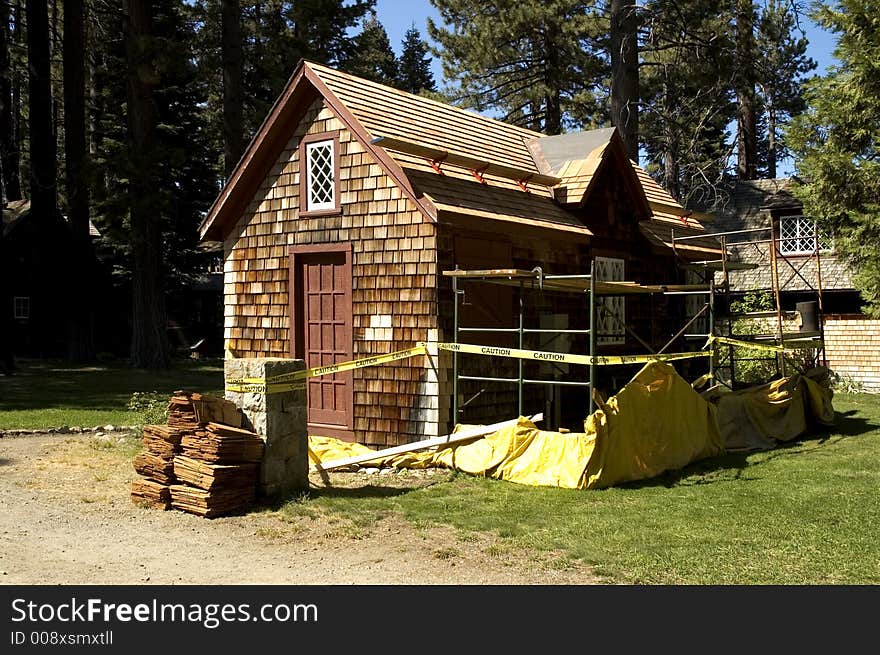 An historic cabin in the process of being restored. An historic cabin in the process of being restored