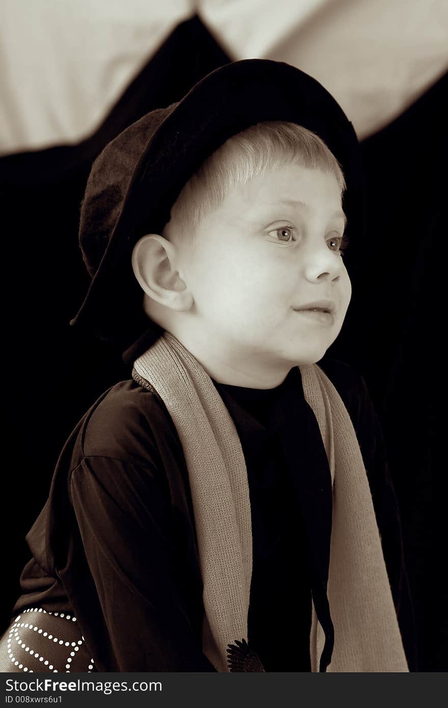 The boy with an easy smile on the person looks having reflected in a distance. The boy with an easy smile on the person looks having reflected in a distance