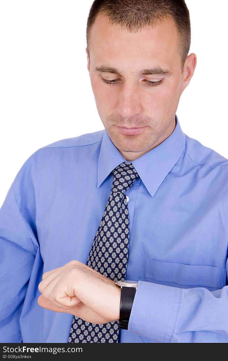 Business man looking at the time. Business man looking at the time