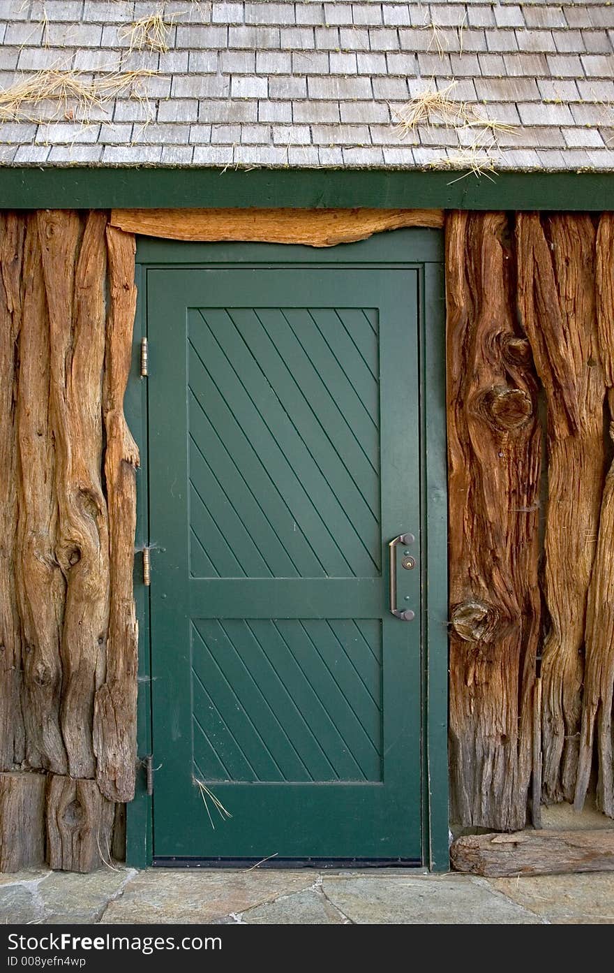 The door on the side of an old historic boathouse. The door on the side of an old historic boathouse