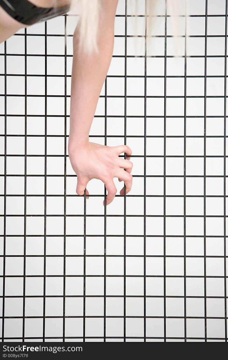 Hand of a woman on a grille, glamour style. Hand of a woman on a grille, glamour style