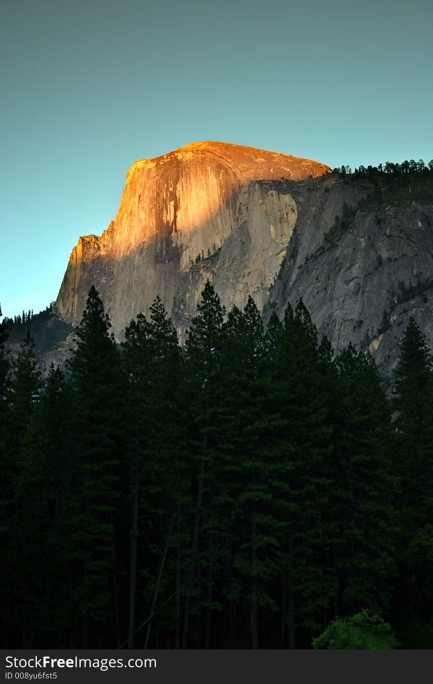 Half Dome is a granite dome at the eastern end of Yosemite Valley, possibly the Valley's most familiar sight. The granite crest rises more than 4,737 feet (1,440 m) above the Valley floor. Half Dome is a granite dome at the eastern end of Yosemite Valley, possibly the Valley's most familiar sight. The granite crest rises more than 4,737 feet (1,440 m) above the Valley floor