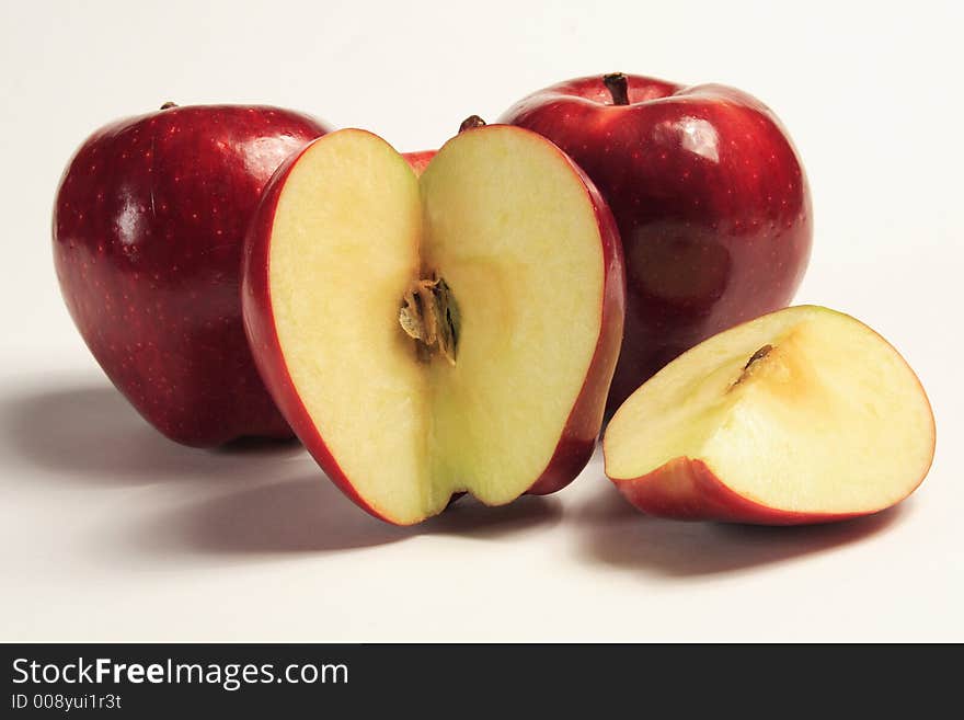 Delicious red apples waiting to be sliced