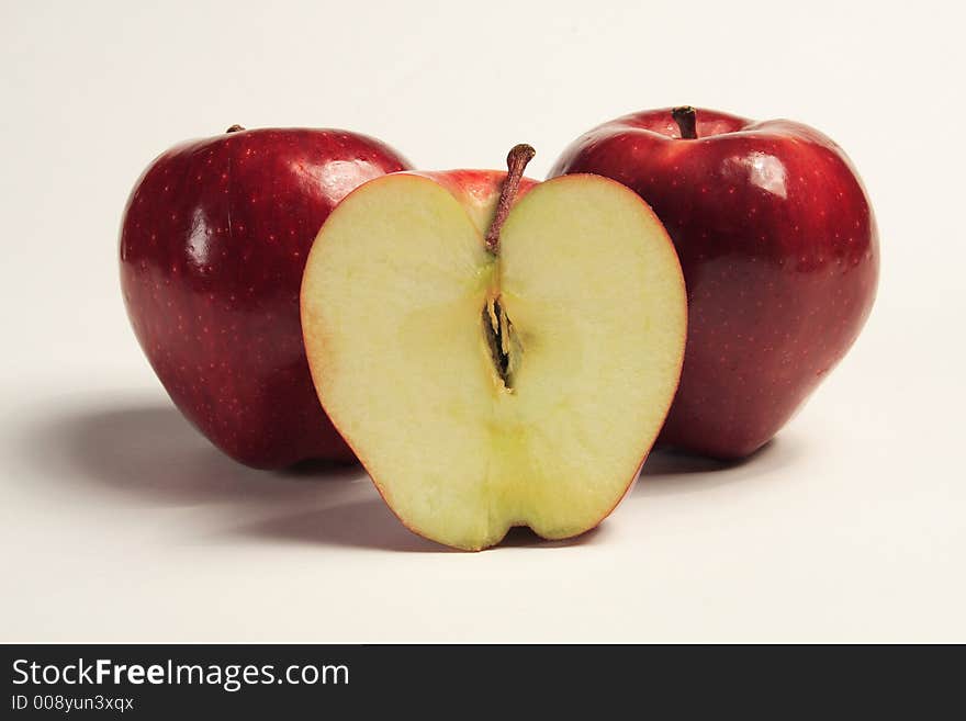 Delicious red apples waiting to be sliced