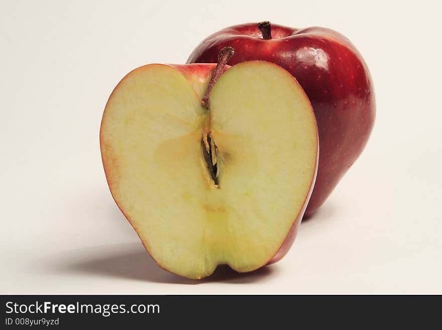 Delicious red apples waiting to be sliced