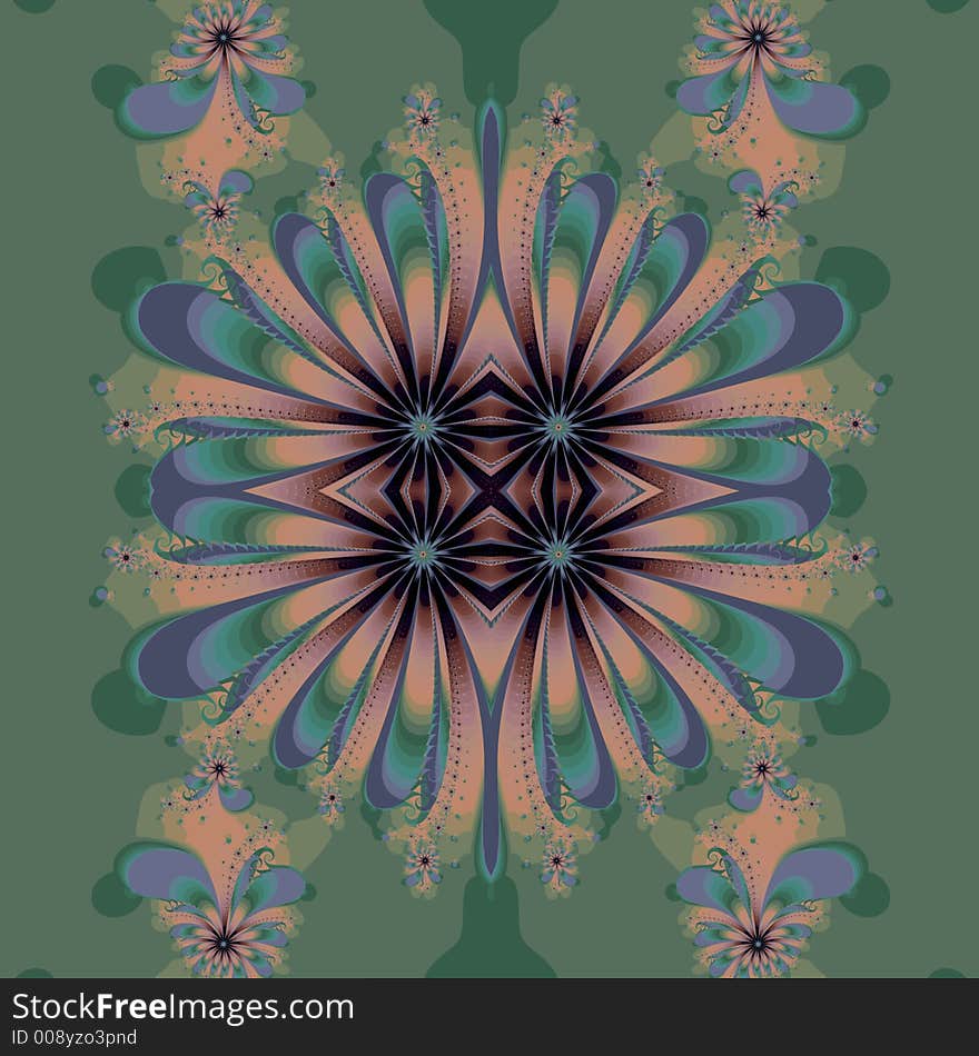 Abstract fractal image resembling a floral tree suitable for Easter wrapping paper or a card. Abstract fractal image resembling a floral tree suitable for Easter wrapping paper or a card