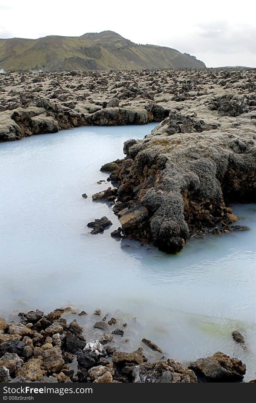 Outside the Blue Lagoon, a geothermal bath resort in Iceland.