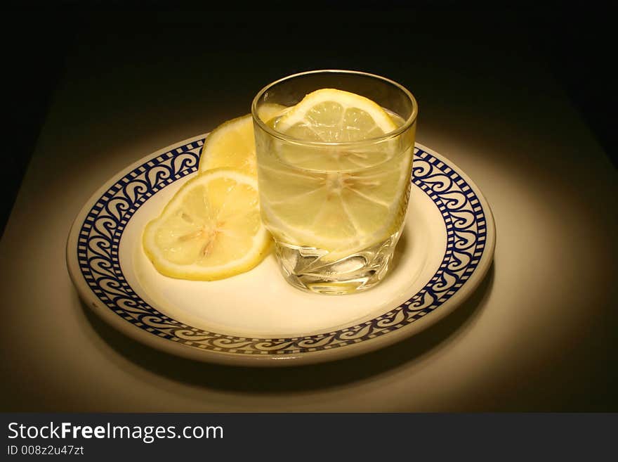 Lemon and glass of water