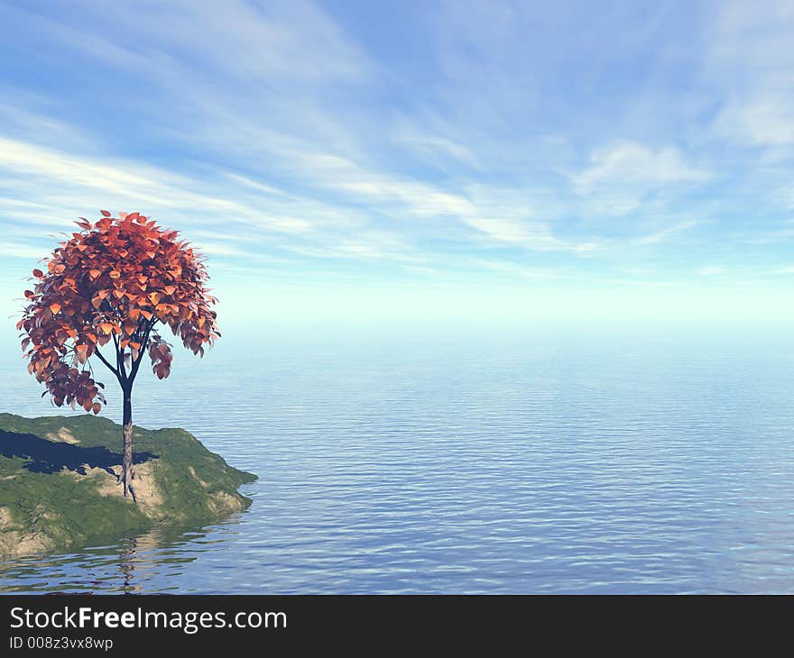 Tree on beach - 3d illustration. Tree on beach - 3d illustration