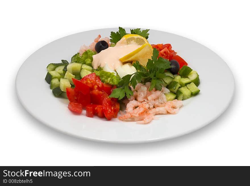 Shrimp salad with vegetables