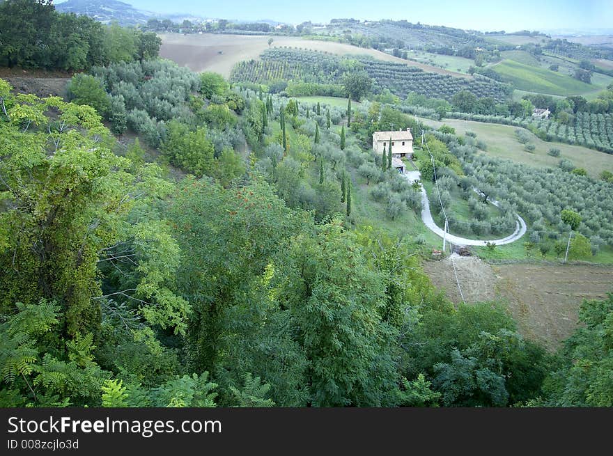 Aerial wiew on farmhouse