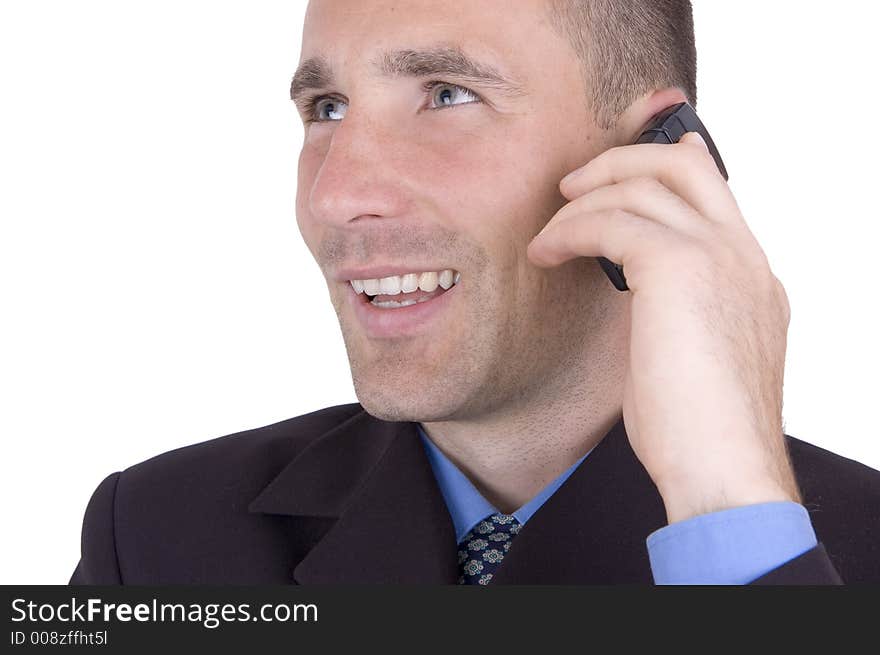 Happy business man with a cell phone. Happy business man with a cell phone