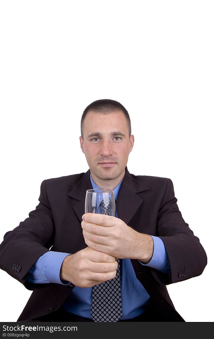 Nice business Man with a empty glass..somethig is hidden