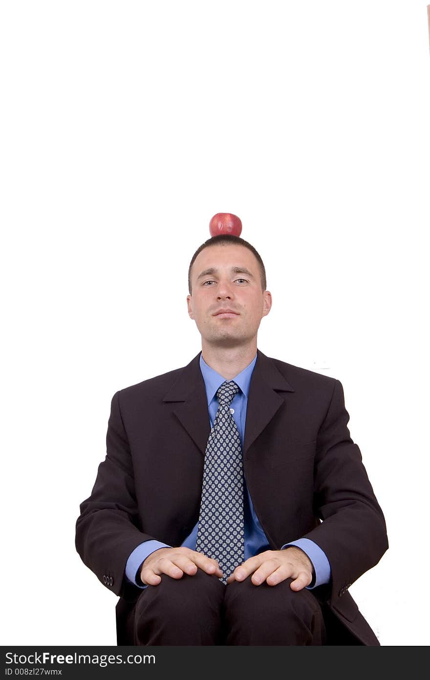 Nice business Man thinking ...red apple on head