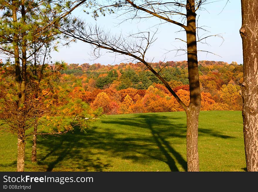 Rural hillside landscape in full autumn foliage. Rural hillside landscape in full autumn foliage