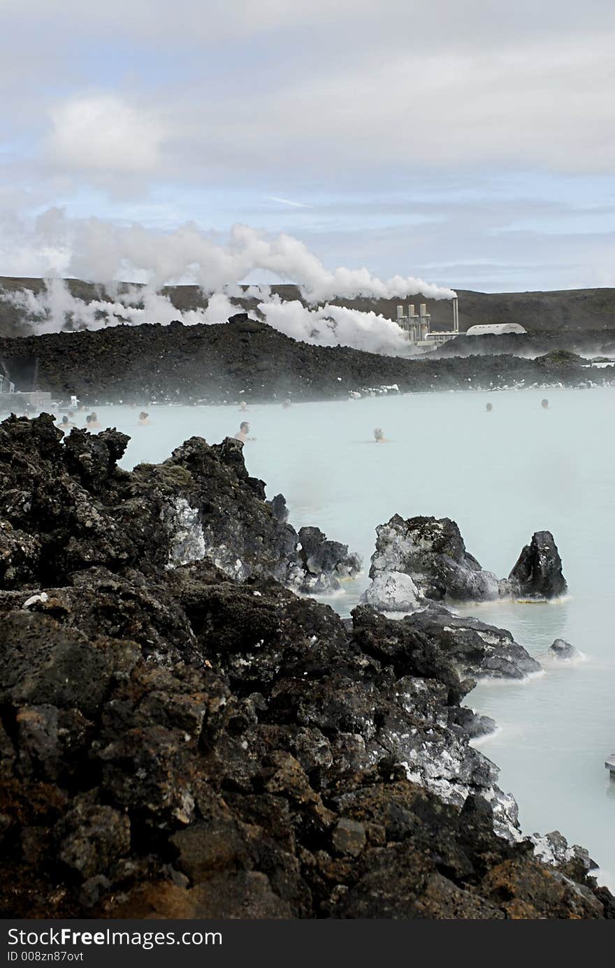 The Blue Lagoon, a geothermal bath resort in Iceland.