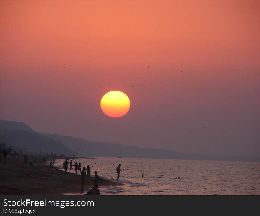 Sea of Azov, evening, beach, decline, the sun