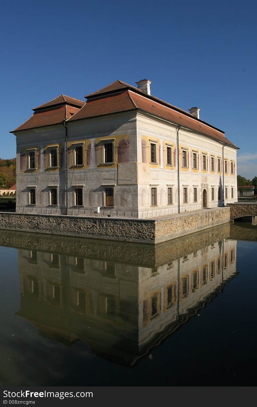 Renaissance chateau with water moat