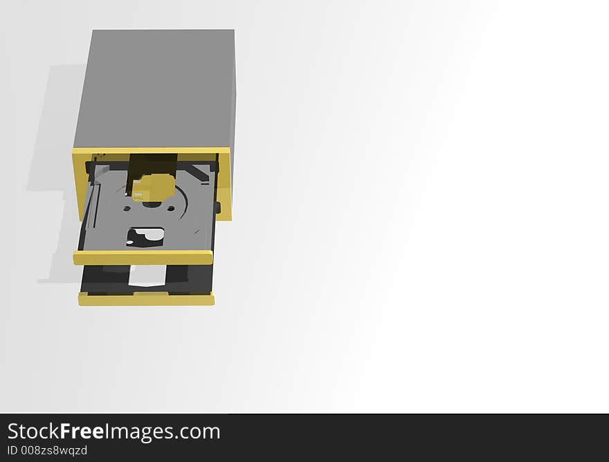 A cd/dvd rom drive open. A cd/dvd rom drive open