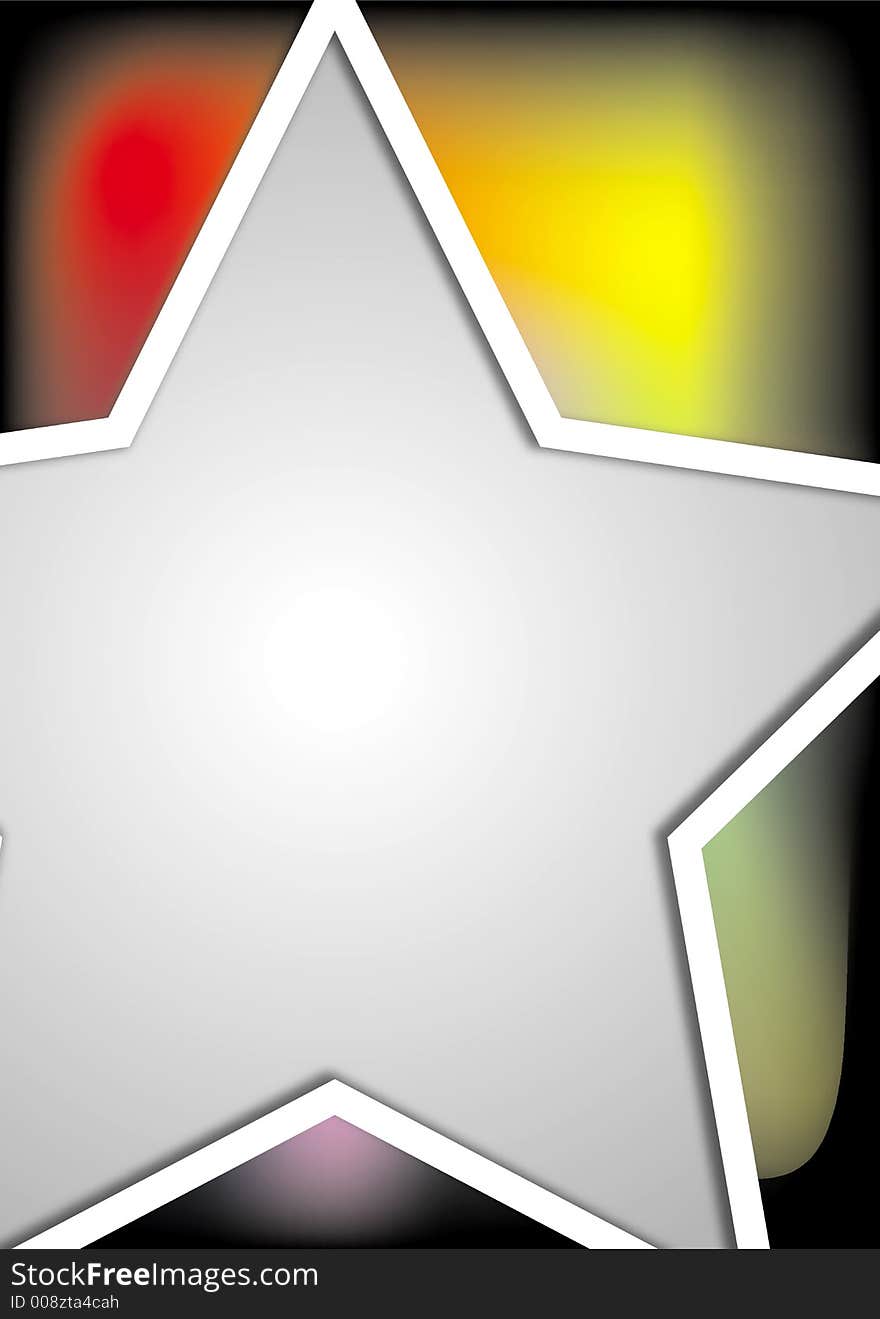 A multicolored background with a big lightgrey star. A multicolored background with a big lightgrey star