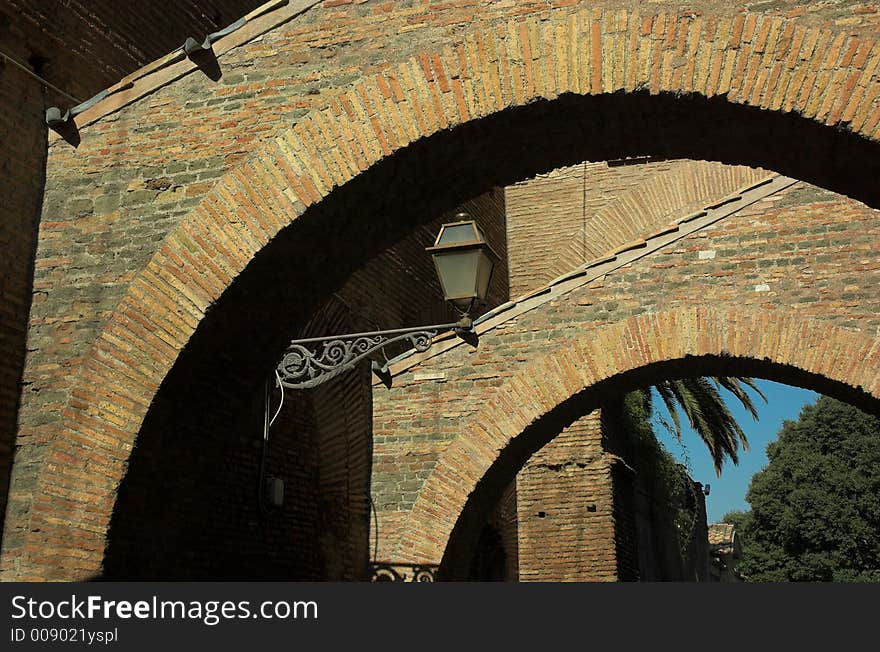 Arches in celio neighborhood rome