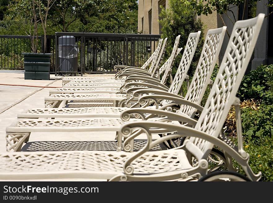 A row of lawn chairs