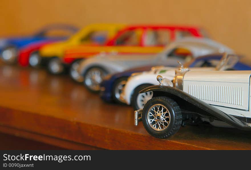 Collection of automobiles in a children's room. Collection of automobiles in a children's room