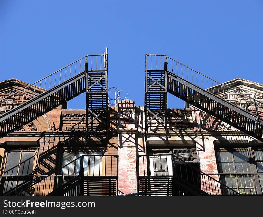 Fire escape on top of the building, New York