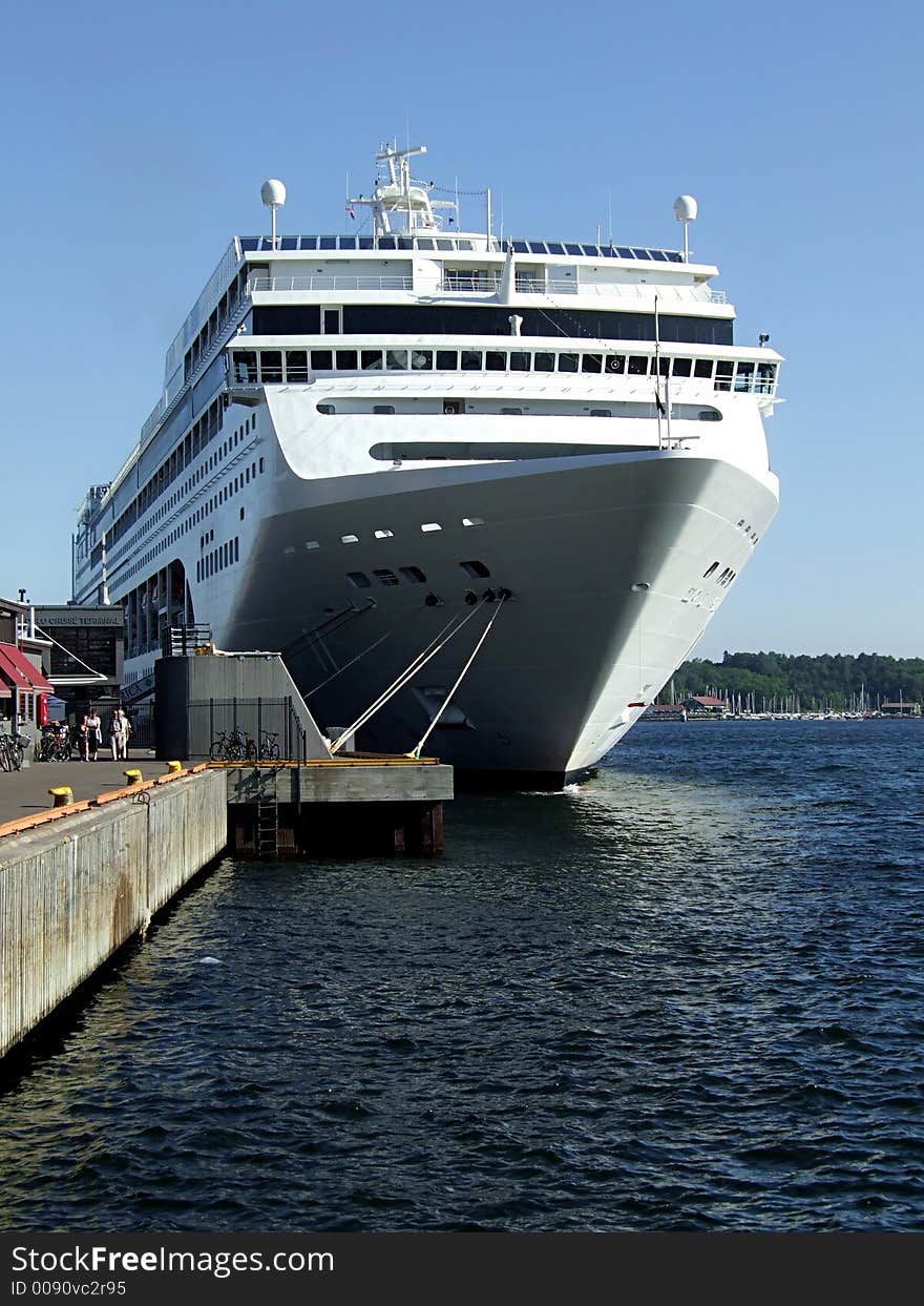 Picture of cruiser in the harbour.