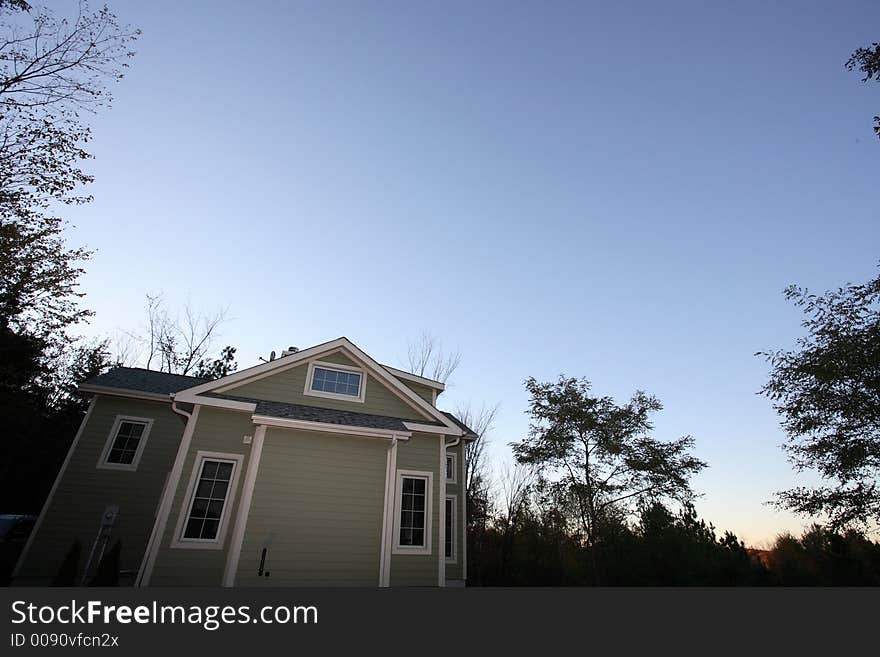 Cottage forest sky