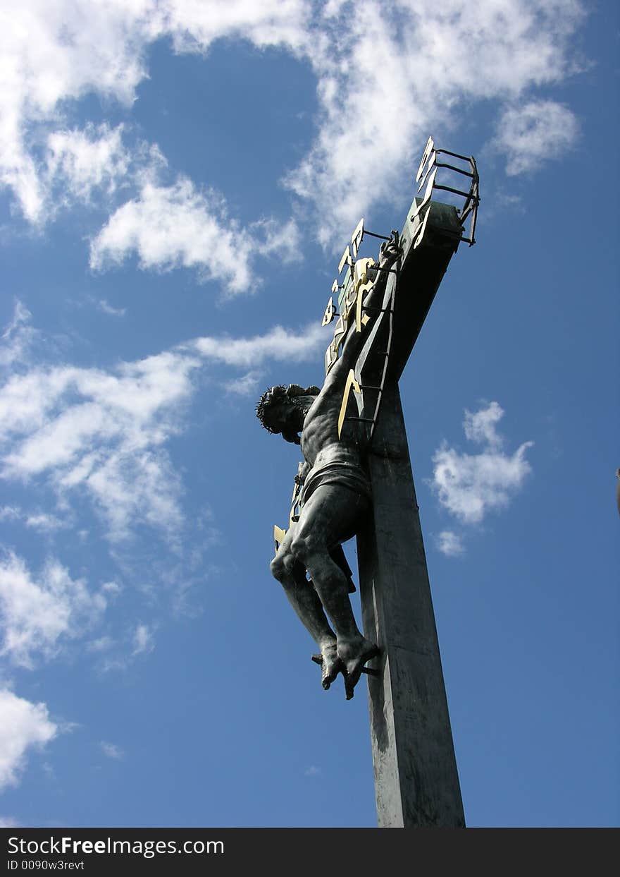 Old statue of Jesus on the cross