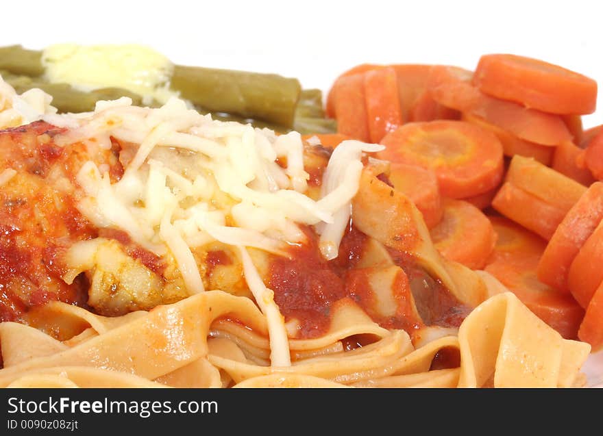 Baked Chicken With Marinara Sauce and Pasta. Baked Chicken With Marinara Sauce and Pasta