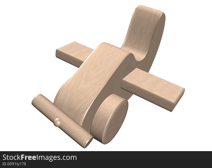 Wooden toy airplane on a white background