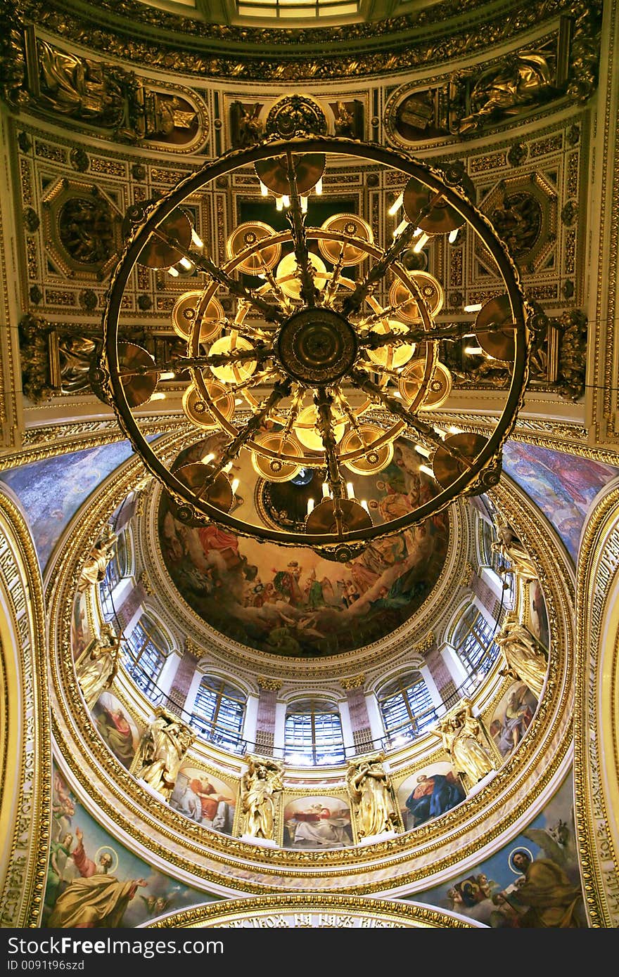 Saint Isaak Cathedral, interior of the main dome. Saint Isaak Cathedral, interior of the main dome.