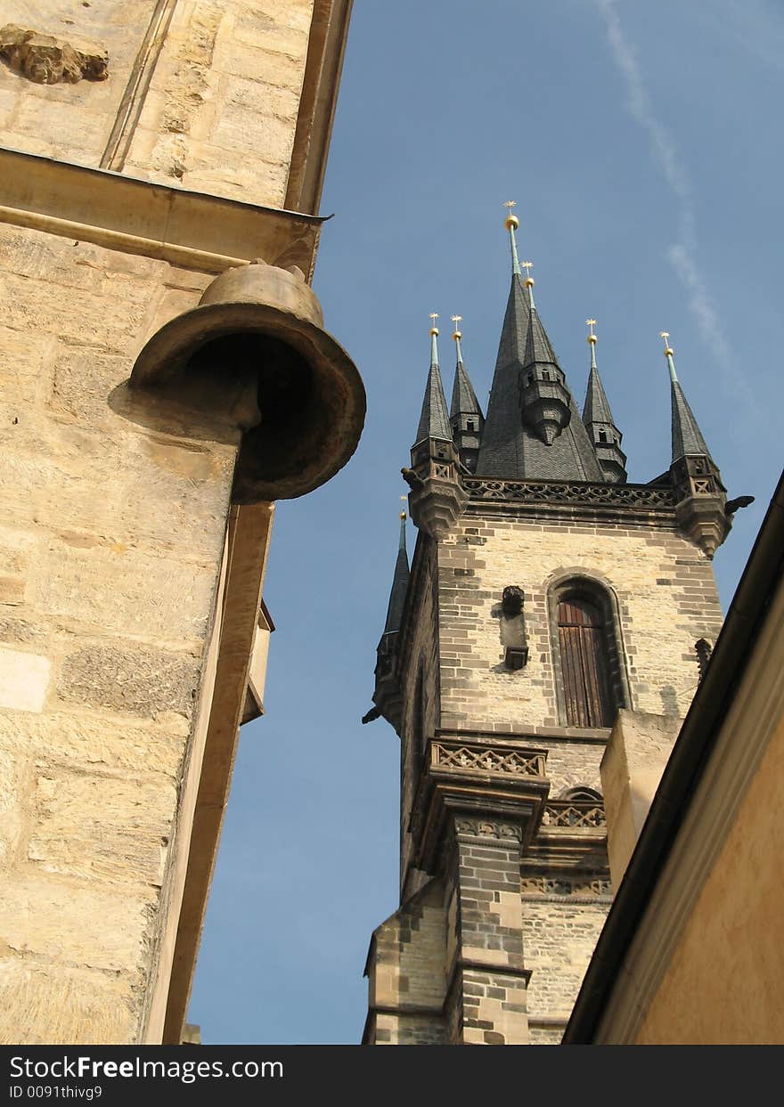 The Tyn Church and House of the Stone Bell in Prague