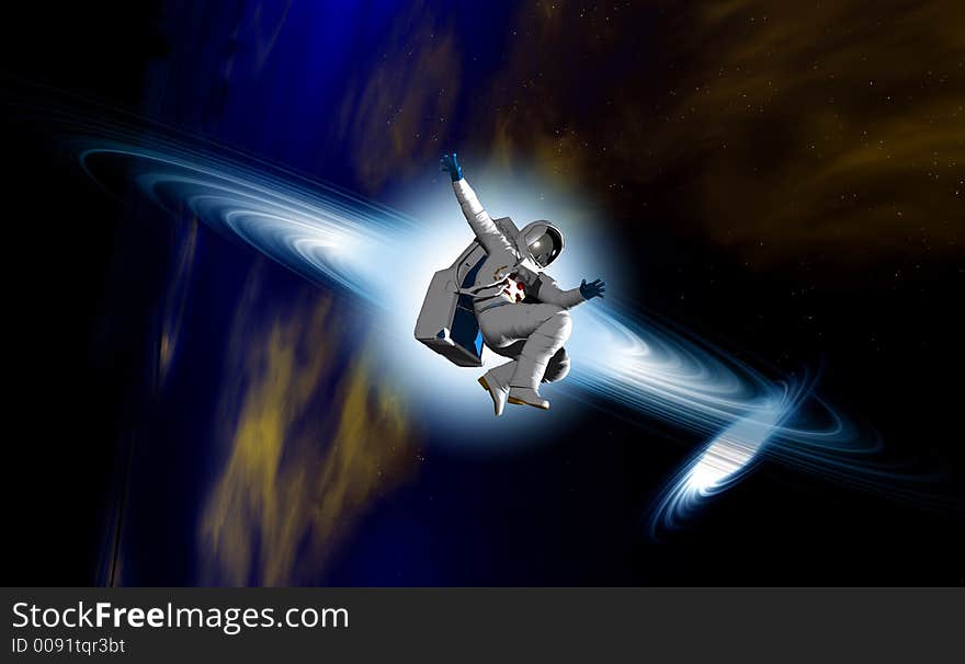 A conceptual image of spaceman or astronaut floating in space. A conceptual image of spaceman or astronaut floating in space.