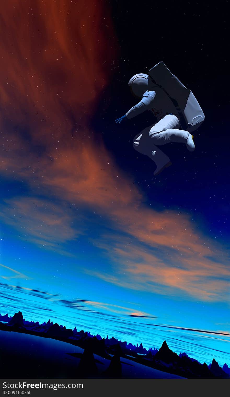 A conceptual image of spaceman or astronaut floating in space. A conceptual image of spaceman or astronaut floating in space.