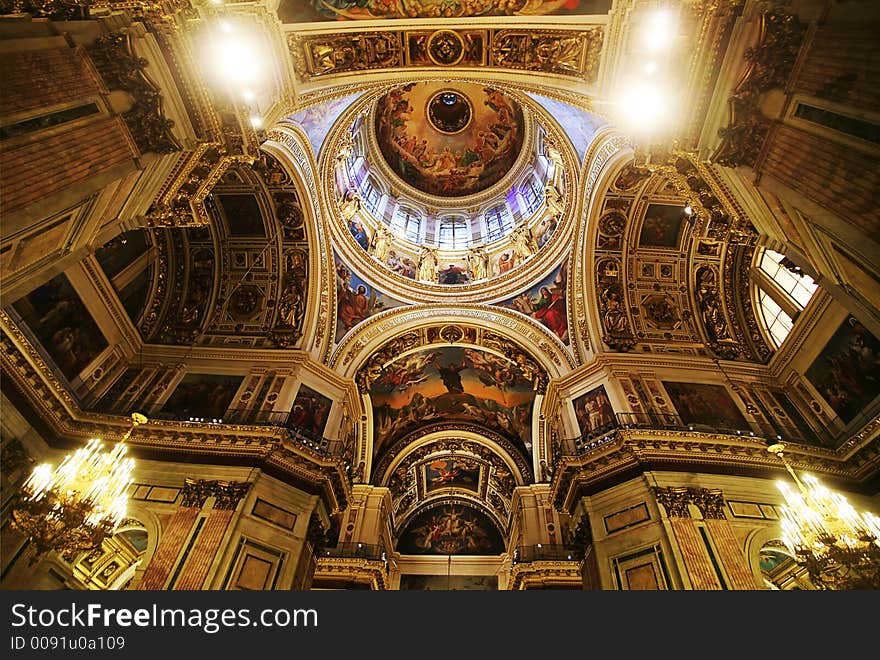 Saint Isaak Cathedral, interior of the main dome. Saint Isaak Cathedral, interior of the main dome.