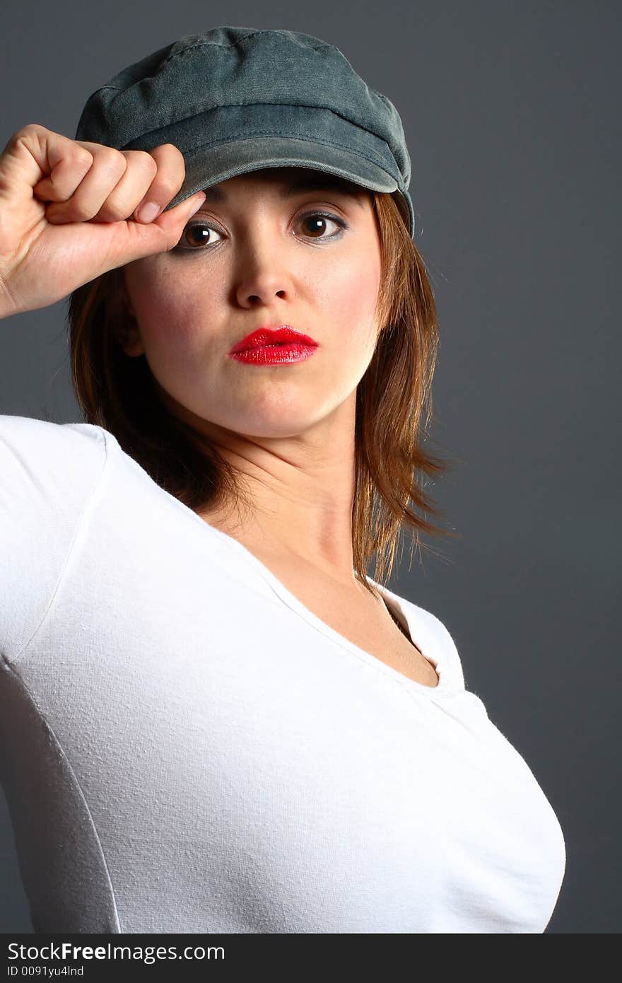 Brunette with cap