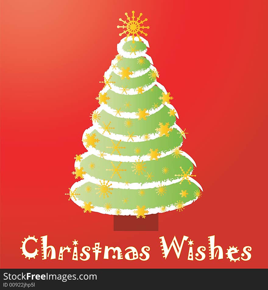 Funky artistic christmas tree with text - christmas wishes below. Funky artistic christmas tree with text - christmas wishes below