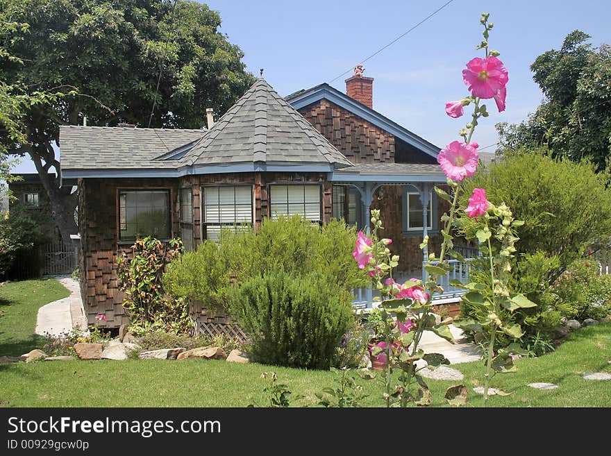 House with pretty garden in central California. House with pretty garden in central California