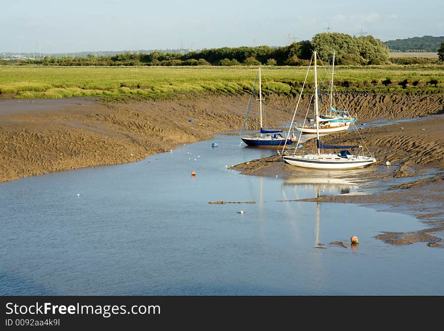 Three Moored Yachts