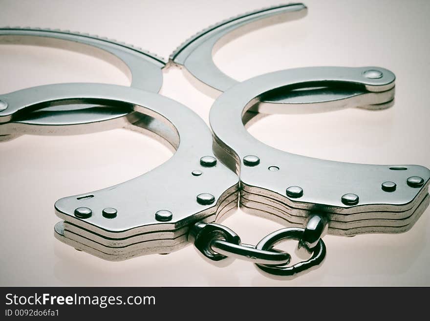 Closeup of a pair of handcuffs