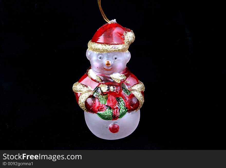 Christmas santa bear tree decoration on black background