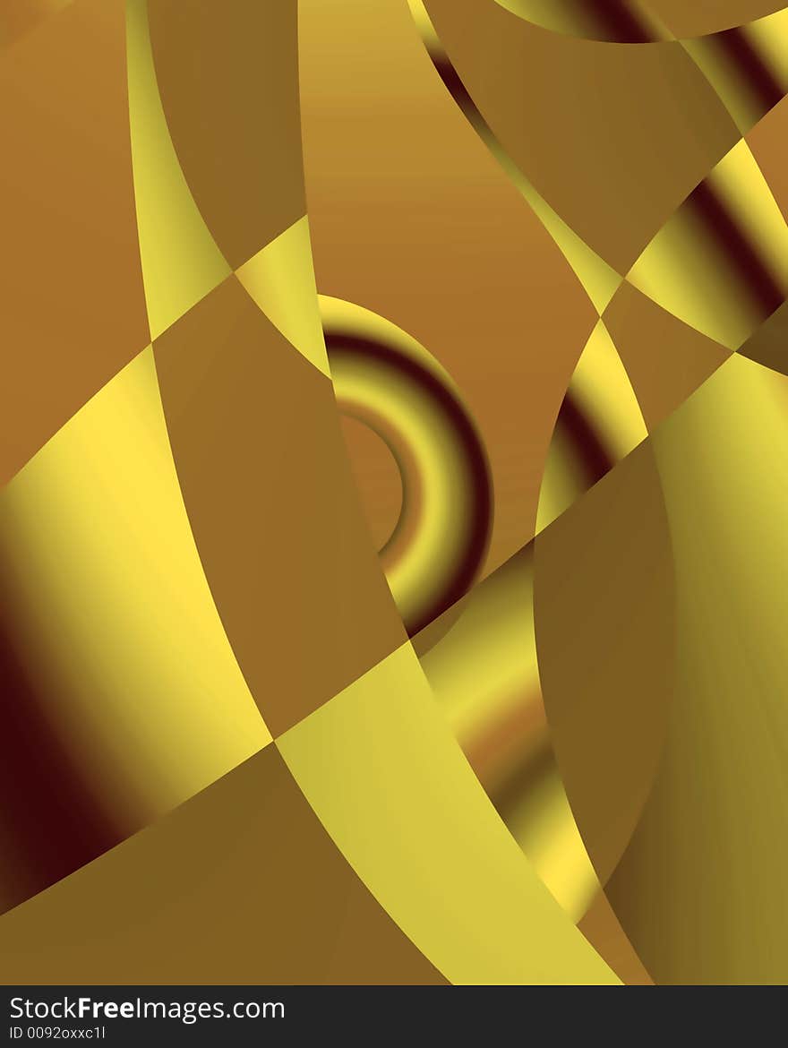 Abstract fractal image of various shapes in shades of gold. Abstract fractal image of various shapes in shades of gold