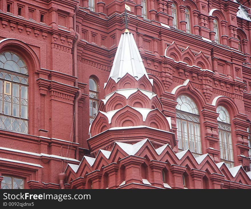 exterrier of a brick building (a historical museum, Moscow, Russia)