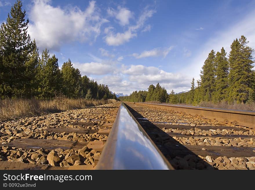 Train track running through the mountains. Train track running through the mountains