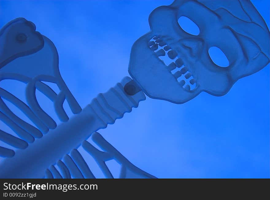 Blue Skeleton on Blue Background. Blue Skeleton on Blue Background