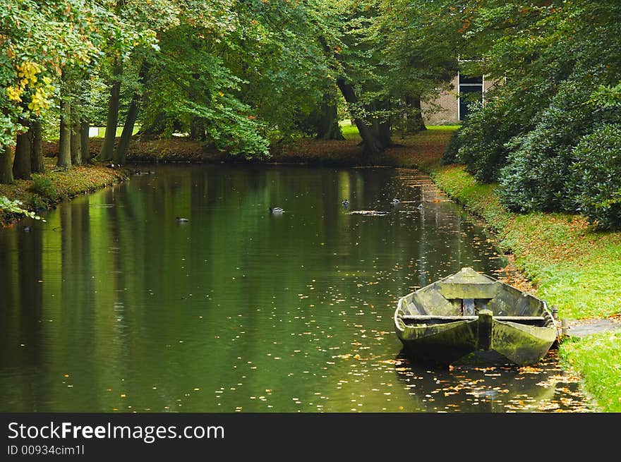 An old boat in the park. An old boat in the park